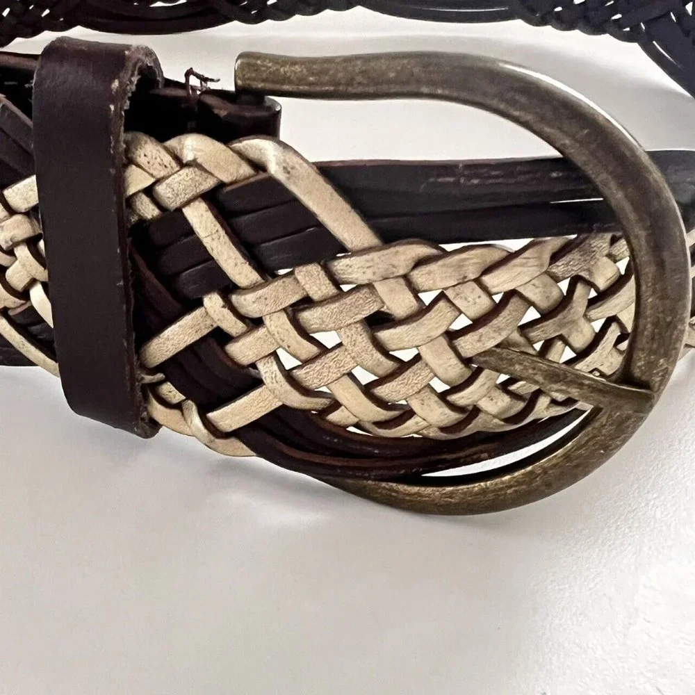 Brown and Gold Woven Belt M